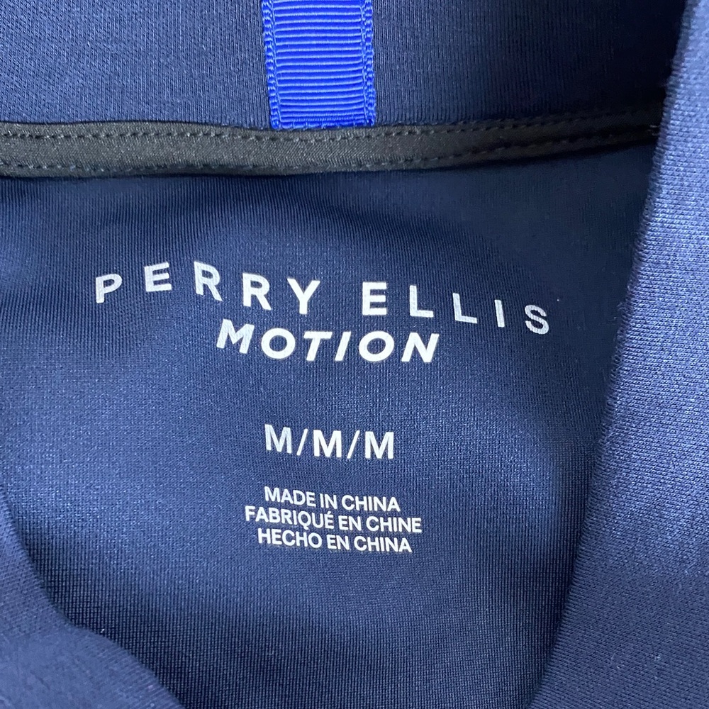 New Perry Ellis Mens Dark Sapphire Blue Motion Snap Bomber Jacket SZ M - Picture 5 of 8